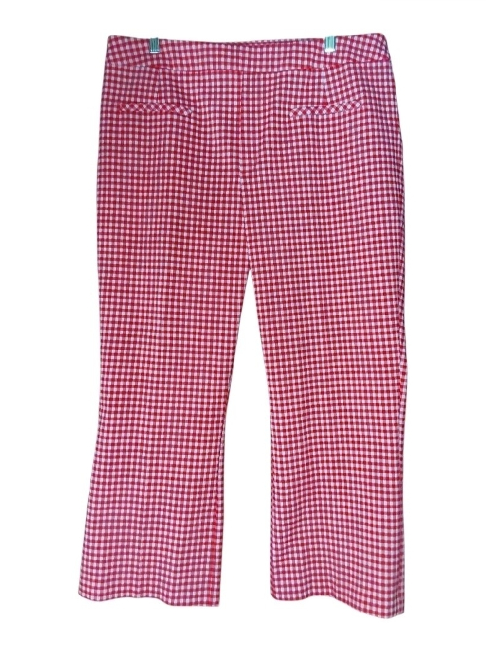 Cato Red & White Seersucker Gingham Capri Pants